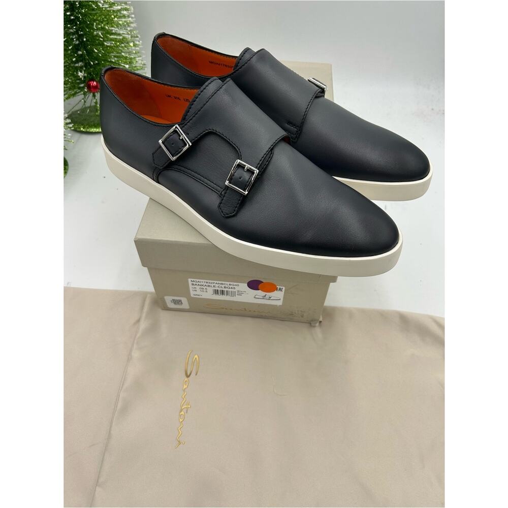 Men's Santoni bankable double Monk strap sneakers size 10.5 US made in Italy - Picture 8 of 12